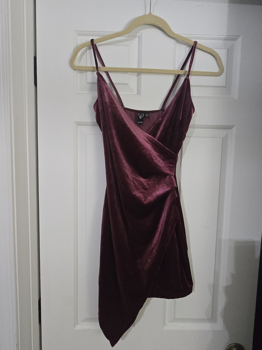 Windsor Burgundy Velvet Asymmetrical Slip Dress
